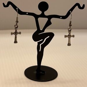 Elegant Silver Cross Earrings